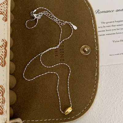 s925纯银金豆豆转运珠项链简约百搭时髦卫衣毛衣链女款高级感送女朋友老婆情人节七夕生日礼物