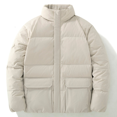 男装羽绒服秋冬季连帽加厚保暖面包服立领纯色男士休闲羽绒潮外套