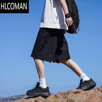 HLCOMAN 黑色速干运动短裤男夏季日系Cityboy男生直筒跑步中裤