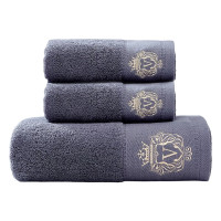 安居先森五星级酒店品质新疆长绒棉奥斯汀爆品三件套毛巾浴巾礼盒套装两面一浴 灰色(套)