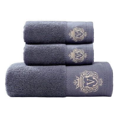 安居先森五星级酒店品质新疆长绒棉奥斯汀爆品三件套毛巾浴巾礼盒套装两面一浴 灰色(套)