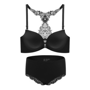 欧美性感蕾丝美背前扣少女文胸套装无钢圈无痕聚拢内衣