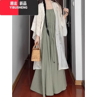 YIBUSHENG新中式女装大码胖mm宋制改良汉服长干寺季汉元素连衣裙国风套装