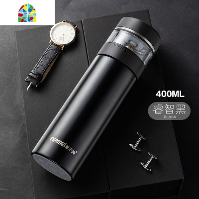封后茶水分离泡茶杯保温杯男316不锈钢车载便携过滤水杯子 F 钢本色400ML(316不锈钢简约版+双层玻璃杯身升级