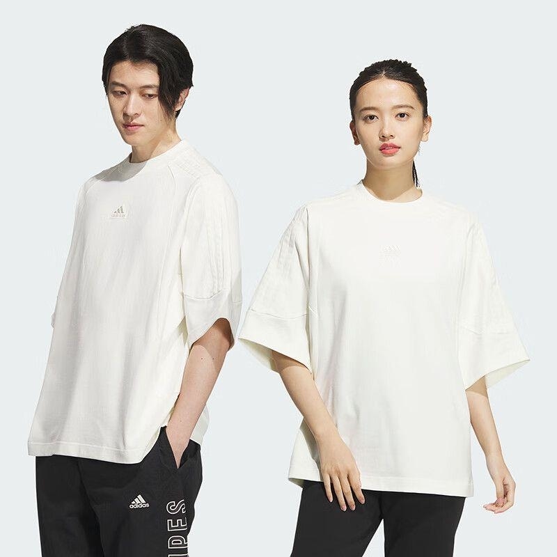 adidas/阿迪达斯男女装 三条纹情侣运动休闲短袖T恤 JI6643 C