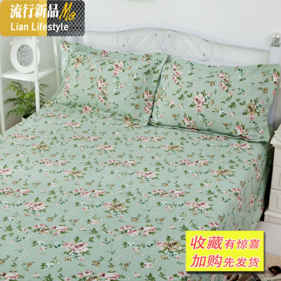 夏季棉老粗布四季床单单件双人宿舍床单欧式田园碎花夏凉布凉席 三维工匠