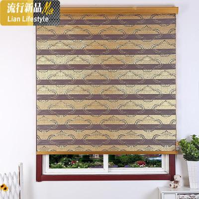 韩式卷帘百叶窗帘遮光加厚柔纱帘双层金丝提花卧室浴室防水 三维工匠