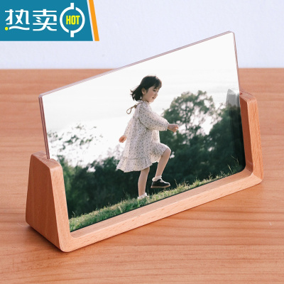 敬平现代简约胡桃木榉木相框摆台照片678寸亚克力实木透明框架像架子 榉木-横版 10寸[内径20.3*25.3cm]