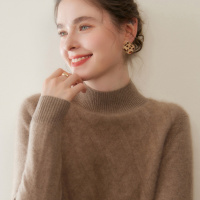 秋冬新款山羊绒衫女士针织打底衫半高领上衣内搭宽松显瘦毛衣休闲