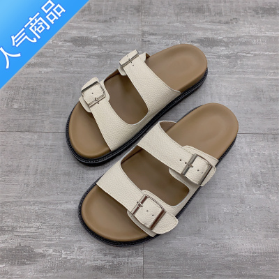 SUNTEK2023夏季新款韩版网红凉拖鞋女外穿软底博肯鞋半拖厚底凉鞋一字带