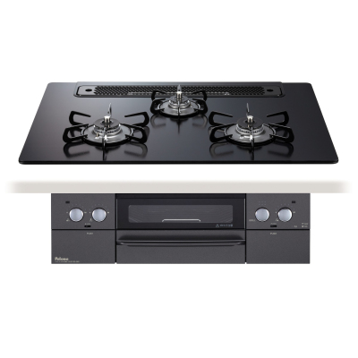 日本进口百乐满燃气灶WITHNA75嵌入式三眼灶煤气炉自动烤天然气24年新款玻璃黑PD-829W-75GZ