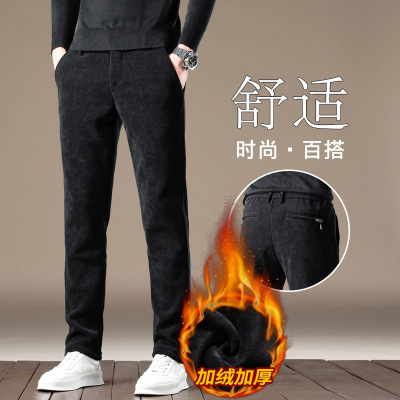 裤子男春秋灯芯绒休闲裤弹性男款加绒直筒休闲长裤韩版百搭男装裤_53