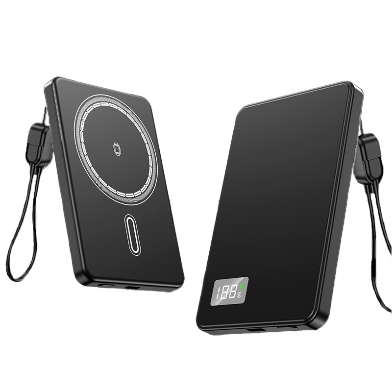 新款磁吸无线充电宝超薄便携三合一 5000mAh 适用多种手机移动电源