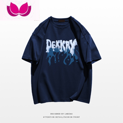 七斓hiphop美式高街风小众字母印花短袖T恤男ins潮宽松半袖上衣女