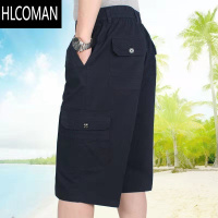 HLCOMAN男士七分裤中老年人中裤子宽松休闲七分裤夏季爸爸装父亲工装短裤