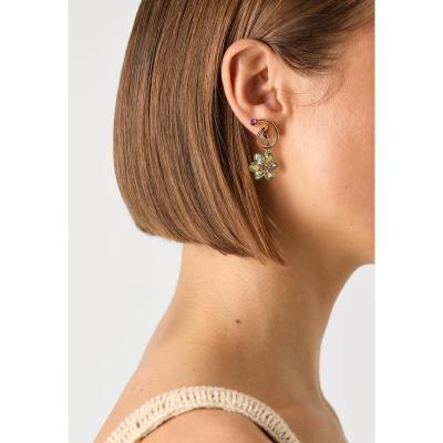 Swarovski耳饰女花型镶钻耳钉cm金色镀层时尚百搭配饰