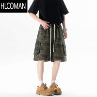HLCOMAN美式复古迷彩街头多口袋工装短裤男女夏季宽松百搭休闲牛仔五分裤