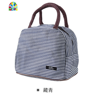 盒饭包便当包韩版防水条纹加厚装饭盒的手提包饭盒袋午餐包大号 FENGHOU 咖啡色