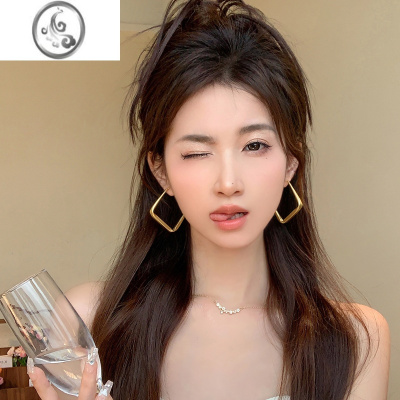 JiMi耳环2023年新款潮轻奢高级感欧美夸张大气菱形耳饰网红女大耳圈