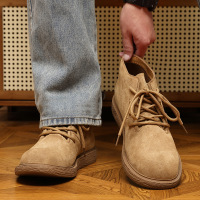 轻奢复古工装沙漠靴秋季新款马丁靴男款反绒皮中帮真皮短靴子
