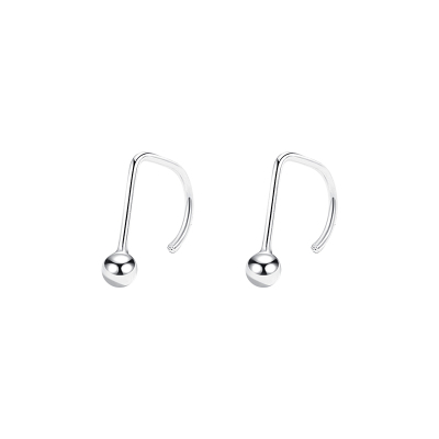 925纯银圆豆弯钩耳钉女耳环耳饰小巧简约养耳洞个性男2025送女朋友老婆情人节七夕生日礼物