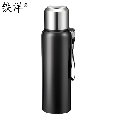 铁洋 黑色全钢智能显温保温杯 800ML 个