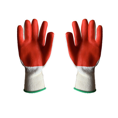 厚玖10针红色护皮棉纱乳胶手套/白棉红胶130g/双