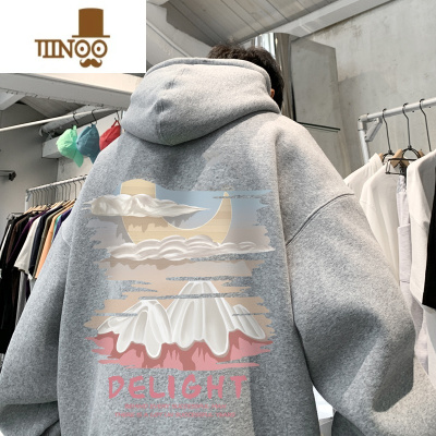 YANXU奶杏色情侣卫衣男2023新款连帽衣服慵懒风oversize宽松外套