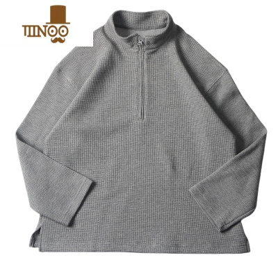 YANXU22新款美式半拉链外套卫衣男长袖polo立领华夫格上衣