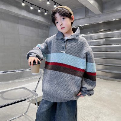 儿童装男童冬装加厚高领毛衣新款中大童秋冬款男孩冬季针织衫