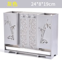 筷子篓置物架笼家用创意收纳盒厨房筒沥水快桶多功能放勺子的餐具 敬平 透气沥水款(灰色)可粘贴免打孔筷笼