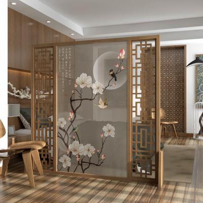 新中式屏风隔断客厅进玄关简约现代时尚卧室遮挡家用小户型座屏 白蜡木140*180cm 整装