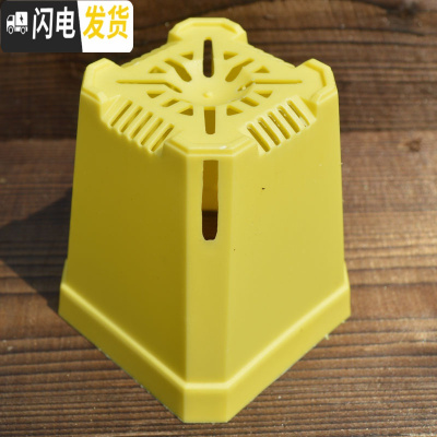 三维工匠加厚小黑方十方7cm10cm彩色塑料多肉花盆加仑盆大号托盘 加厚黄色七方20个 中等花盆容器