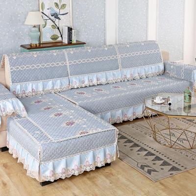 美帮汇沙发垫四季通用坐垫靠背垫北欧简约布艺沙发套罩防滑全包盖布 伊利亚蓝 90*160