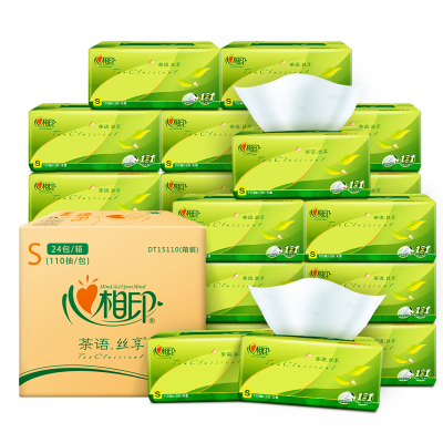 心相印箱装茶语丝享系列150抽*24包三层塑包纸面巾家用实惠装卫生纸餐巾纸面巾纸抽纸ADA00744