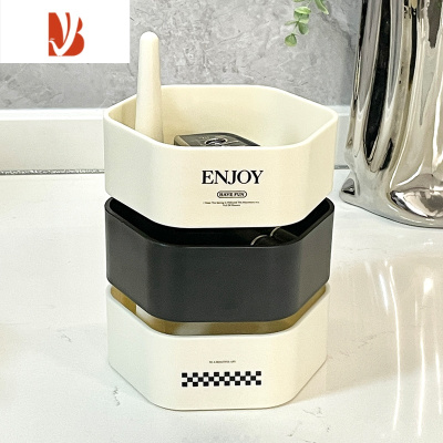 三维工匠纸巾盒客厅轻奢家用餐巾纸盒子创意抽纸盒茶几收纳盒套装 奶油色三层旋转收纳盒