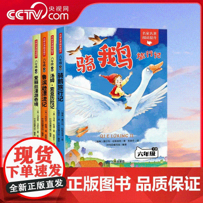 [央视网]六年级下册阅读课外书骑鹅旅行记汤姆索亚历险记爱丽丝漫游仙境鲁滨逊漂流记书籍阅读必备书籍全套4册 BY
