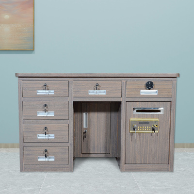 初嘉 CJ全钢制保险桌密码保险桌收银财务桌1.2m黑枫木六斗电子锁