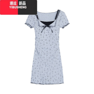YIBUSHENG甜辣风小众假两件连衣裙女装季收腰裙子显瘦包臀裙短裙