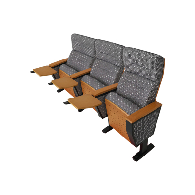 臻远ZY-LTY-63礼堂椅剧院椅会议室椅子灰色带前写字板三人位