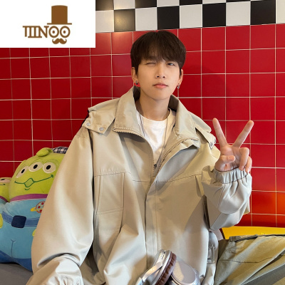 YANXU夹克男ins潮牌宽松休闲连帽外套港风日系韩版潮流百搭上衣