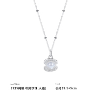 925纯银贝壳母贝珍珠吊坠项链女锁骨链轻奢小众设计气质潮送女朋友老婆情人节七夕生日礼物