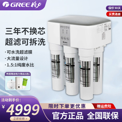 格力(GREE)净水器净水机3年免换芯家用直饮厨房自来水过滤器微米级过滤网高效拦截杂质轻触按键WTE-PC16-5088