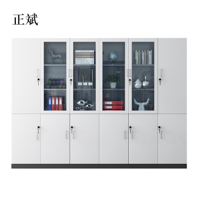 正斌办公室书柜木质文件柜资料档案柜储物柜带锁柜子板式书架带玻璃门