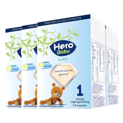 有效期到26年12月-四罐装-Hero Baby经典纸盒婴幼儿配方奶粉1段(0-6个月)700g盒装
