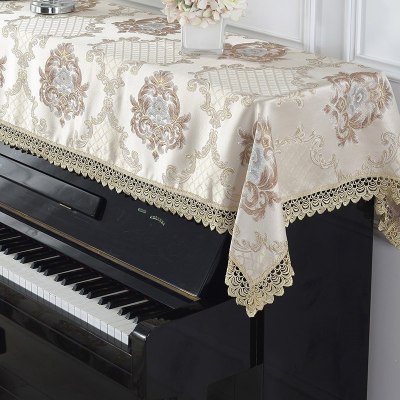 家柏饰(CORATED)欧式钢琴琴罩布盖布防尘罩电子琴盖巾半罩电钢琴套全罩长方形 黎曼菲-咖色 90*200cm钢琴罩