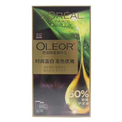 欧莱雅(LOREAL)臻萃精华油染发霜 5.12 苍霞薄紫(植萃精华油 无氨水遮盖白发 花香型)