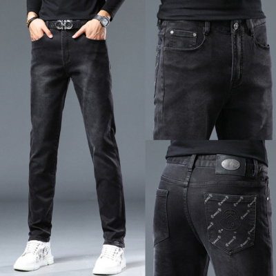 秋冬新款欧洲站轻奢潮牌牛仔裤弹力修身小直筒裤潮流百搭_1_805