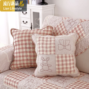 棉布艺四季通用卡通小熊棉防滑沙发垫简约现代组合坐垫靠背巾 三维工匠