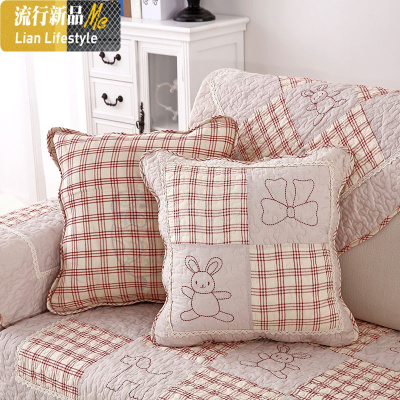 棉布艺四季通用卡通小熊棉防滑沙发垫简约现代组合坐垫靠背巾 三维工匠
